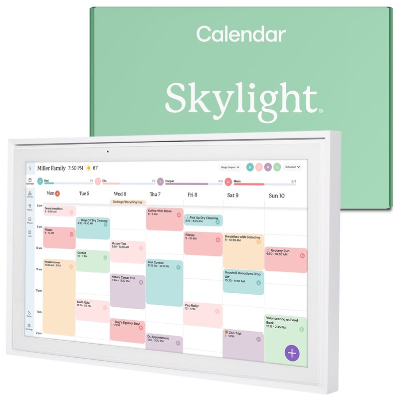 Skylight 15 Inch All-in-One Touchscreen Family Calendar And Chore Chart Wall Calendar White
