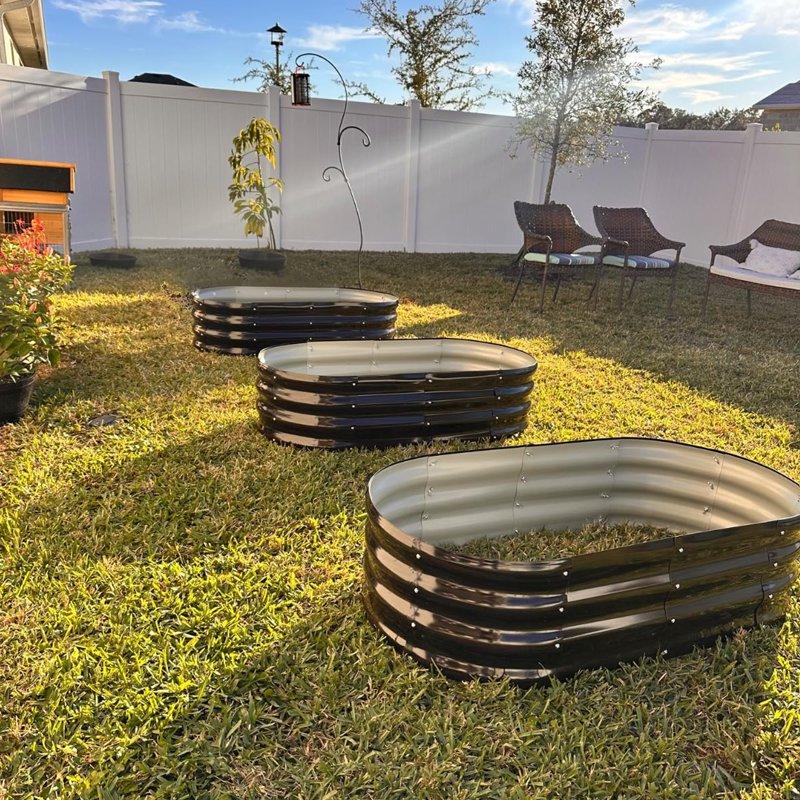 SnugNiture Galvanized Raised Garden Bed Outdoor 3Pcs 4x2x1ft Metal Planter Box Brown