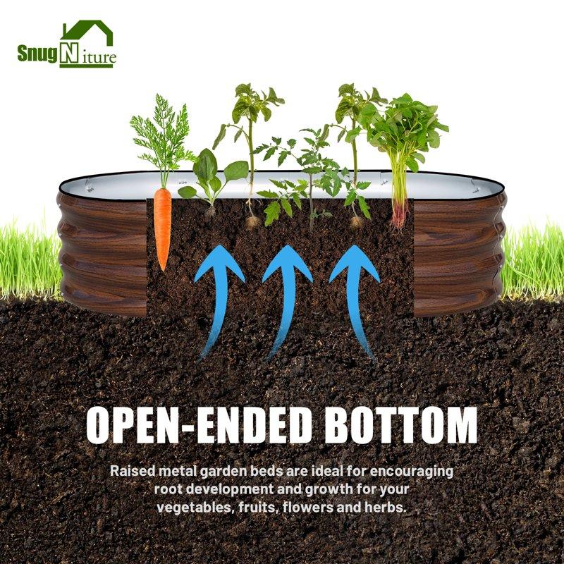 SnugNiture Galvanized Raised Garden Bed Outdoor 3Pcs 4x2x1ft Metal Planter Box Brown