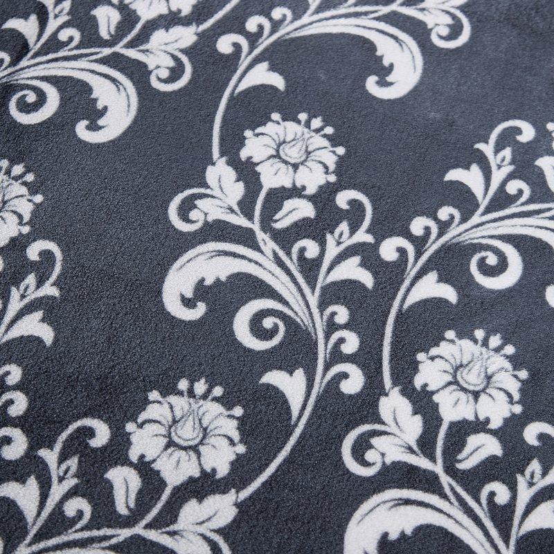 SoftLux Printed Luxury Velvet Plush Fleece Blanket Full/Queen 90" X90" Grey Floral Scroll