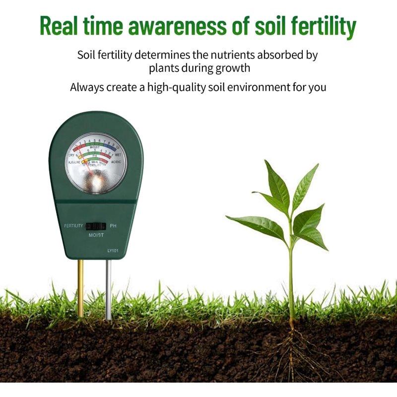 Soil Tester 3-in-1 Soil Tester Kits Soil Moisture/Fertility/pH Tester For Plant Care Gardening Tool Kit For Garden Lawn Farm Plants Indoor & Outdoor