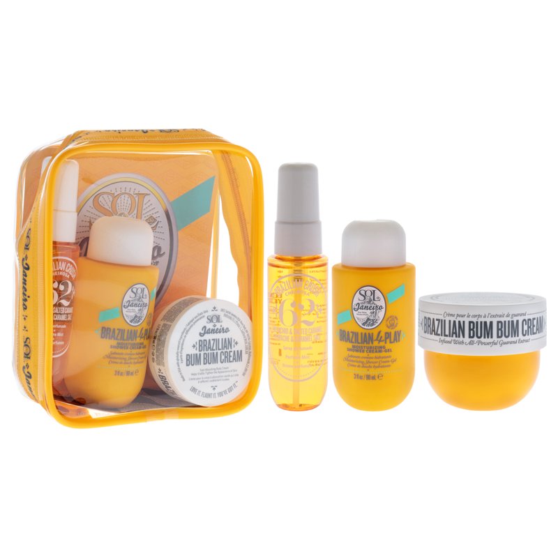 Sol De Janeiro Bum Bum Jet Set 3 Pc 1oz Brazilian Crush Cheirosa 62 Perfume Mist 1.5oz Brazilian Bum Bum Cream 3oz Brazilian 4 Play Moisturizing Shower Cream-Gel