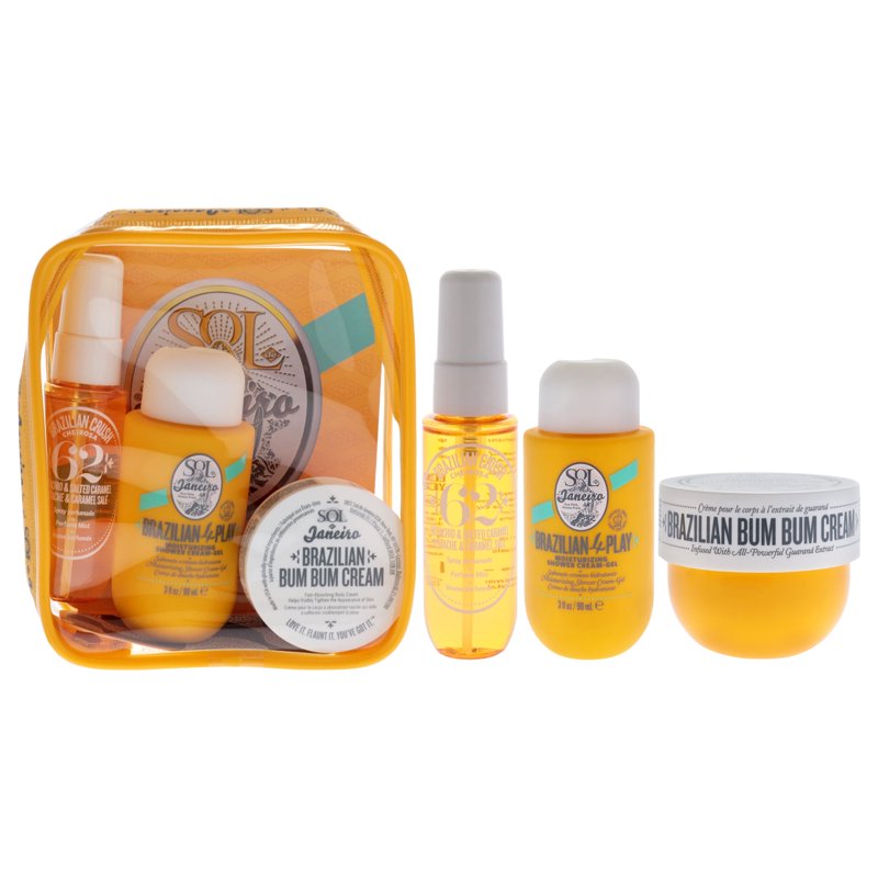 Sol de Janeiro Bum Bum Jet Set 3 Pc 1oz Brazilian Crush Cheirosa 62 Perfume Mist 1.5oz Brazilian Bum Bum Cream 3oz Brazilian 4 Play Moisturizing Shower Cream-Gel