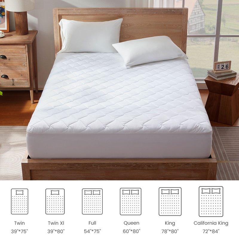 Sonive Waterproof Mattress Protector Pad - Machine Washable Breathable Topper With Deep Pockets All-Season Hotel Quality( White Twin)