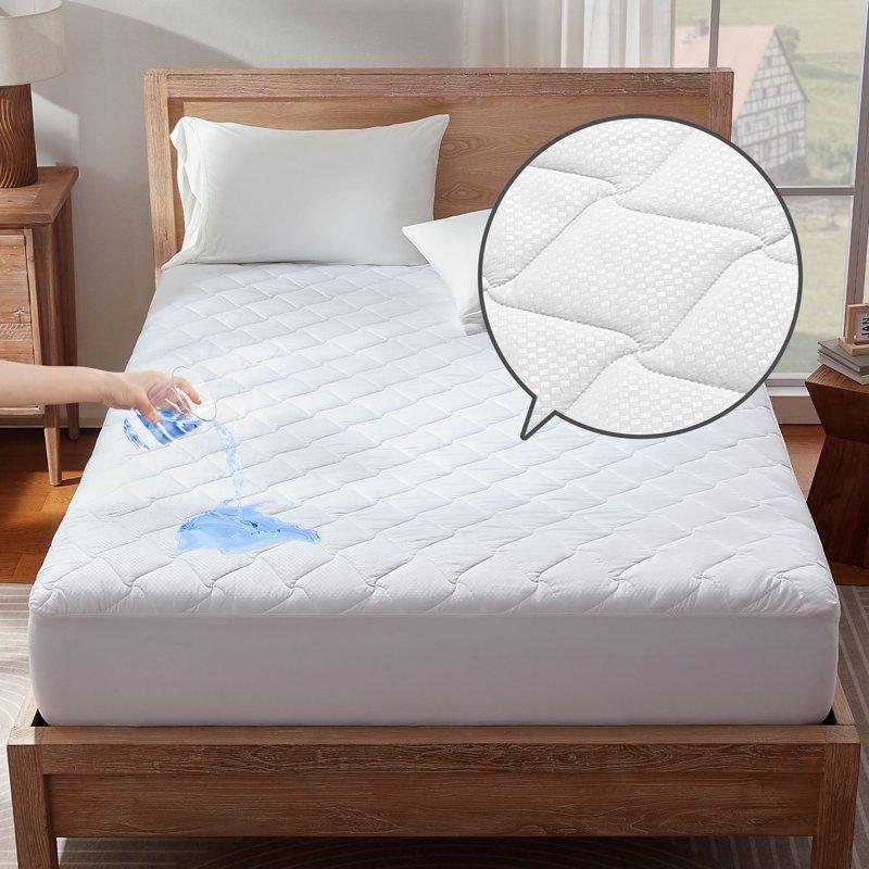 Sonive Waterproof Mattress Protector Pad - Machine Washable Breathable Topper with Deep Pockets All-Season Hotel Quality( White Twin)