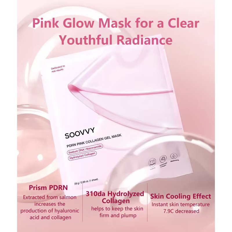 SOOVVY Pink Collagen Jelly Gel Mask Overnight Face Mask For Glass Glow Skin Care Moisturizing Collagen Face Mask Korean Skincare 4ea