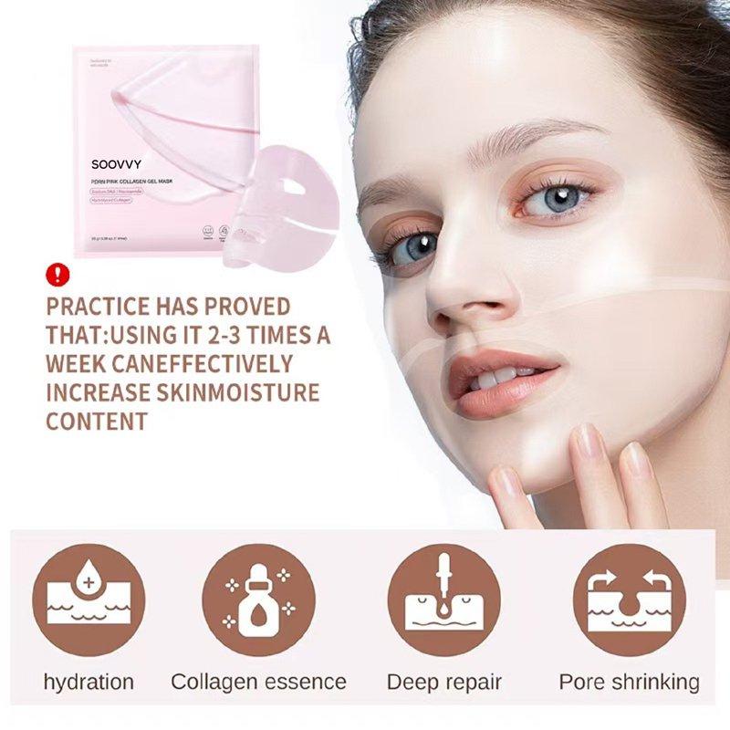 SOOVVY Pink Collagen Jelly Gel Mask Overnight Face Mask For Glass Glow Skin Care Moisturizing Collagen Face Mask Korean Skincare 4ea