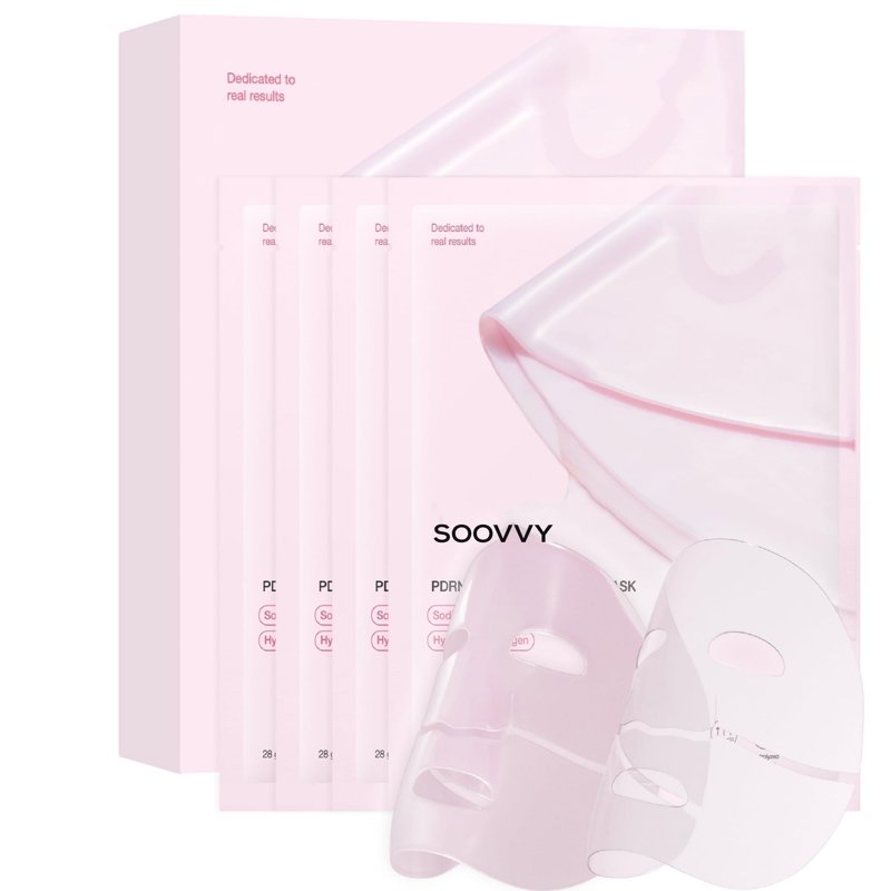 SOOVVY Pink Collagen Jelly Gel Mask Overnight Face Mask for Glass Glow Skin Care Moisturizing Collagen Face Mask Korean Skincare 4ea