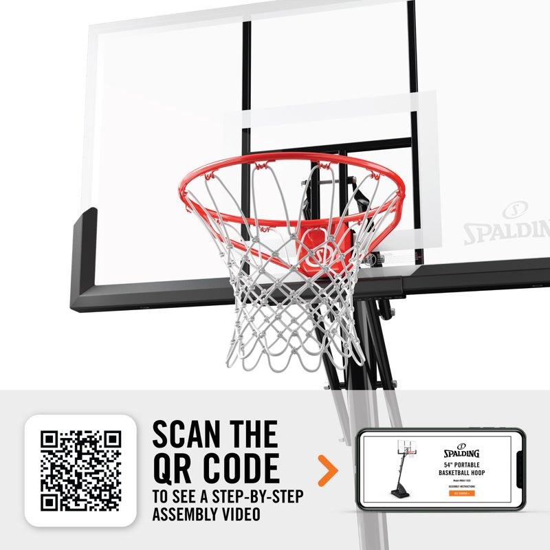 Spalding 54-Inch Portable Basketball Hoop With Shatter-Proof Polycarbonate Backboard Adjustable ExactaHeight System & Pro Slam Rim-Outdoor Play