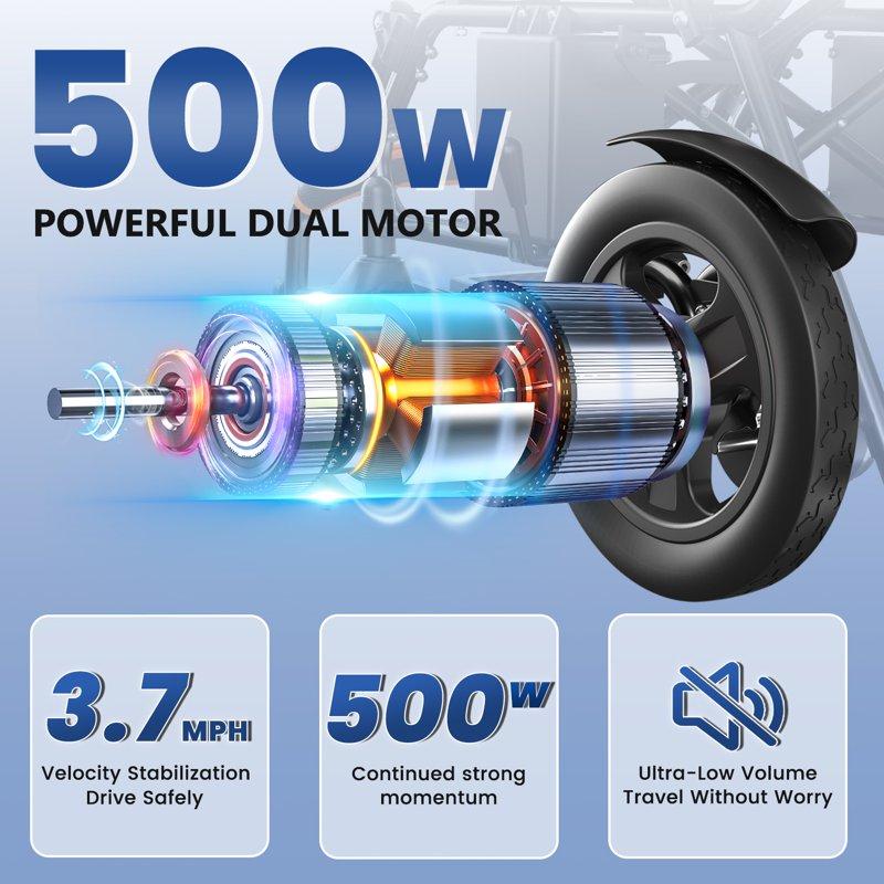 STACOO Electric Wheelchair For Adults 500W Motorized Wheelchair With 20+ Travel Range All Terrain Portable Electric Wheelchair For Seniors 350LB Capacity