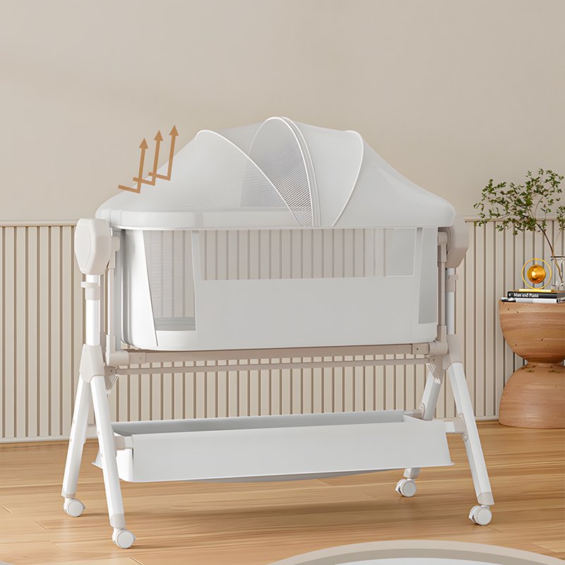 SteAnny Bassinet Electric Rocking Bassinet Bedside Co-Sleeper Unisex Baby Travel Bed With Wheels(Khaki)
