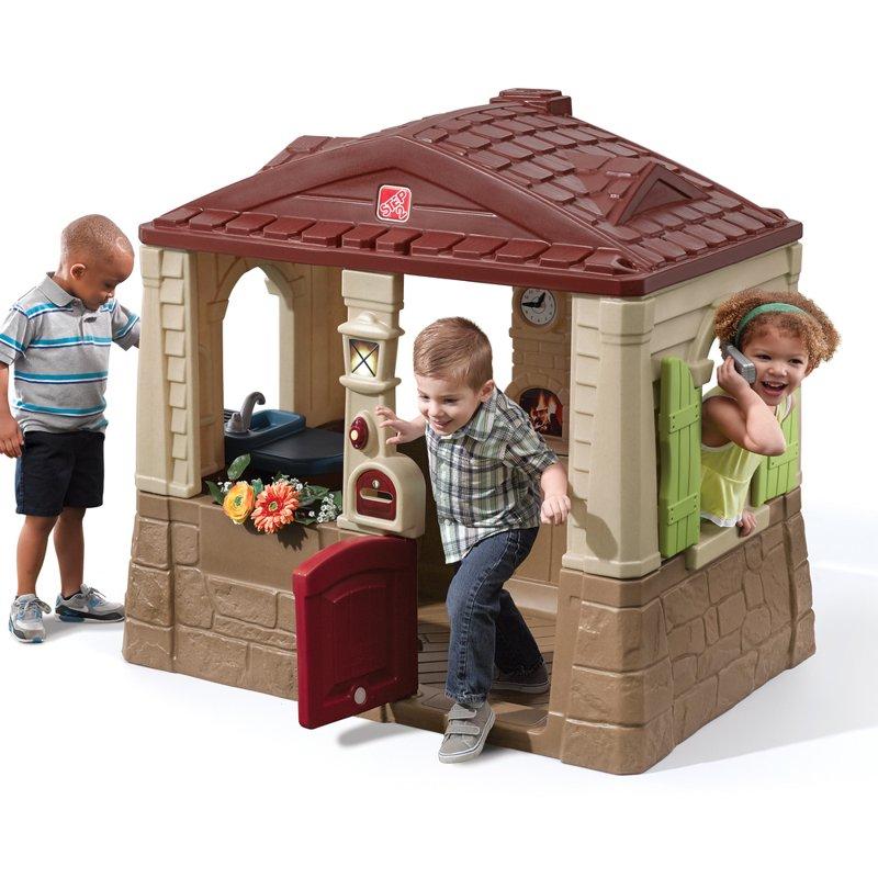 Step2 Neat & Tidy Cottage II Brown Playhouse Plastic Kids Outdoor Toy