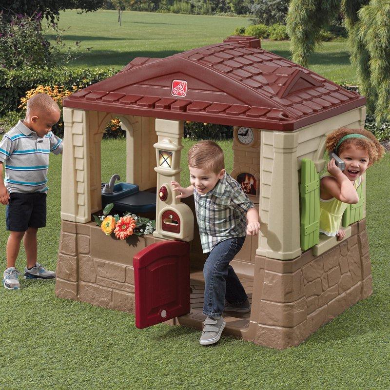 Step2 Neat & Tidy Cottage II Brown Playhouse Plastic Kids Outdoor Toy