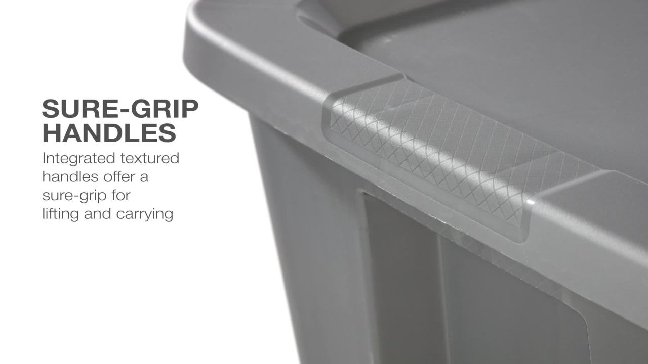 Sterilite Extra Large Storage Bin 30 Gallon Plastic Storage Container With Snap-On Lid Gray