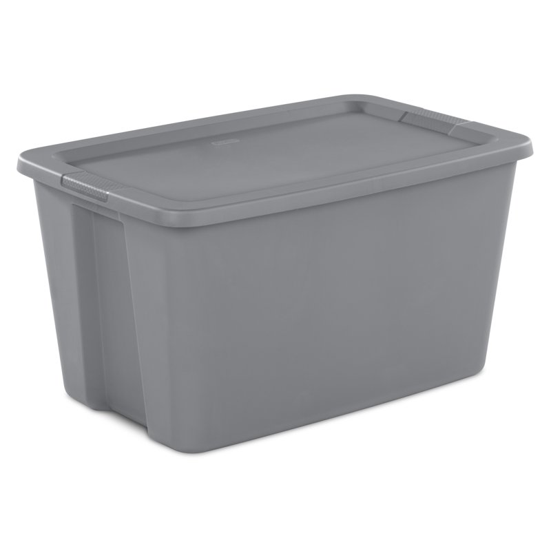 Sterilite Extra Large Storage Bin 30 Gallon Plastic Storage Container with Snap-On Lid Gray