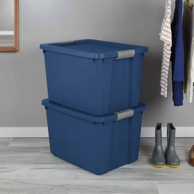 Sterilite Large Storage Bin 20 Gallon Plastic Storage Container With Latch Lid Blue