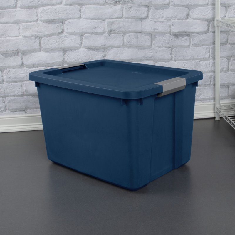 Sterilite Large Storage Bin 20 Gallon Plastic Storage Container With Latch Lid Blue