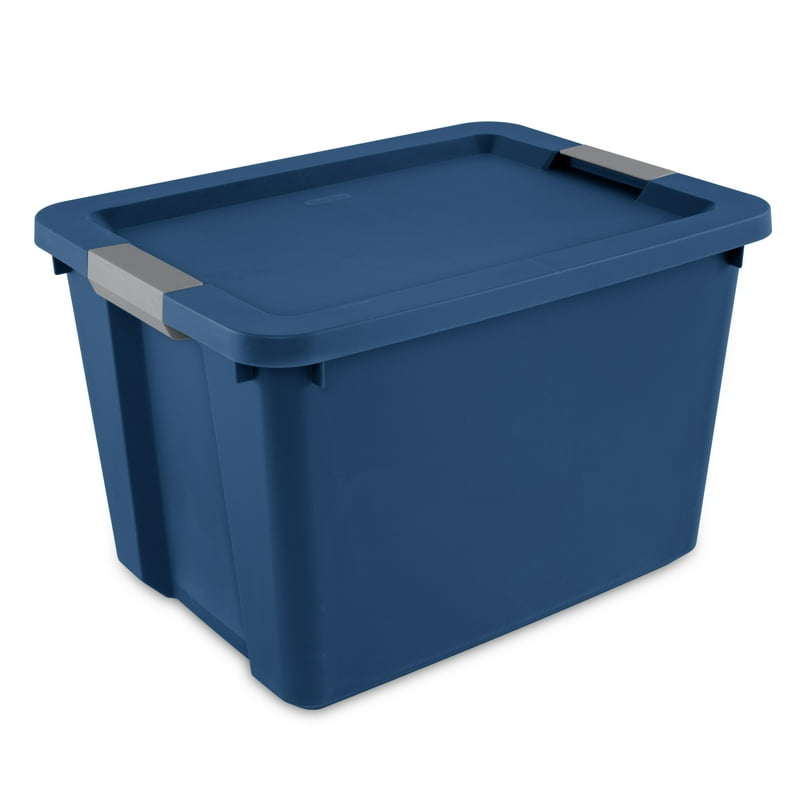 Sterilite Large Storage Bin 20 Gallon Plastic Storage Container with Latch Lid Blue