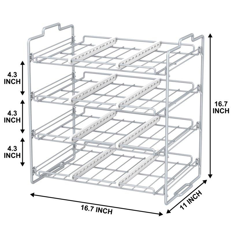 Stusgo 4 Tiers Stackable Can Rack Organizer For Up To 48 Cans For Kitchen Cabinet And Pantry (Silver)