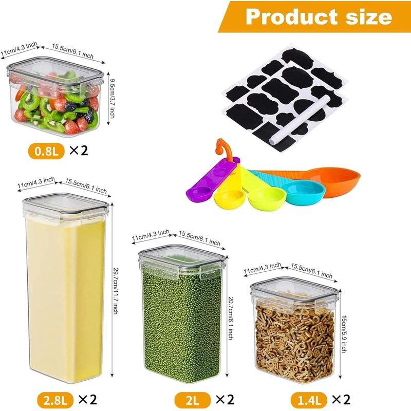 Stusgo 8 Pcs Airtight Food Storage Containers Set With Lids Canisters For Cereal Dry Food And Sugar