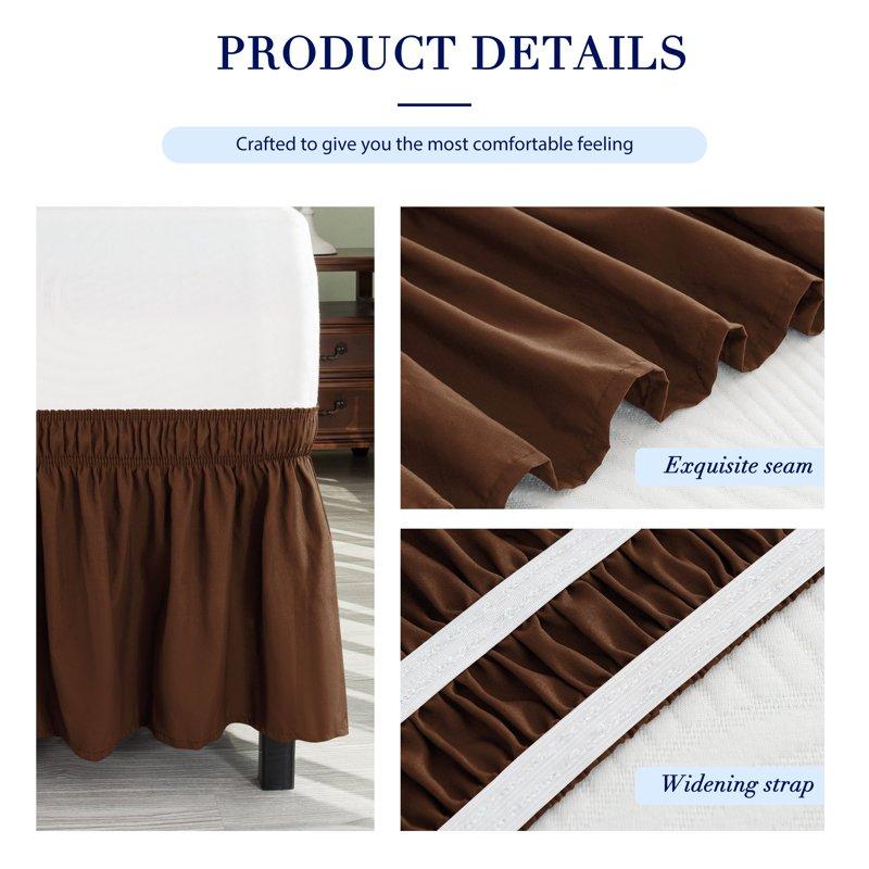 Subrtex Elastic Wrap Around Bed Skirt Dust Ruffle Smooth Soft Bed Frame Cover 15-inch Drop (Twin Chocolate)