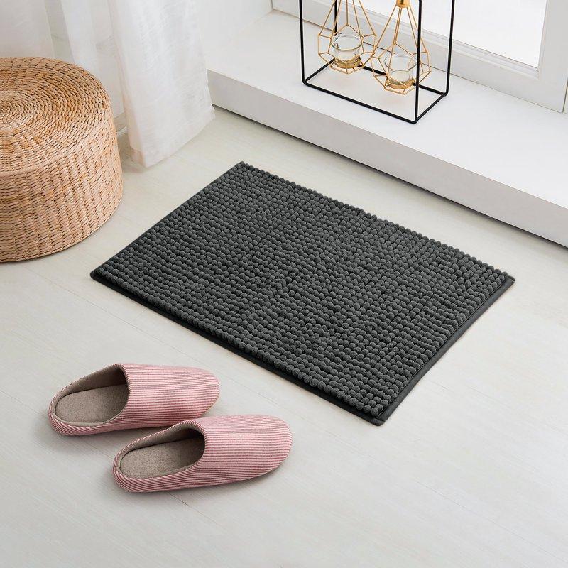 Subrtex Luxury Chenille Bathroom Rug Extra Soft And Absorbent Shaggy Rugs (Gray 16"*24")
