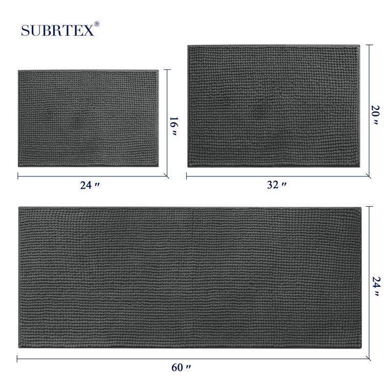 Subrtex Luxury Chenille Bathroom Rug Extra Soft And Absorbent Shaggy Rugs (Gray 16"*24")