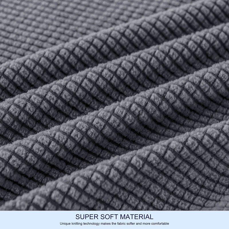 Subrtex Textured Grid Stretch Sofa Cover Couch Slipcover With Separate Cushion Cover (Gray Loveseat)