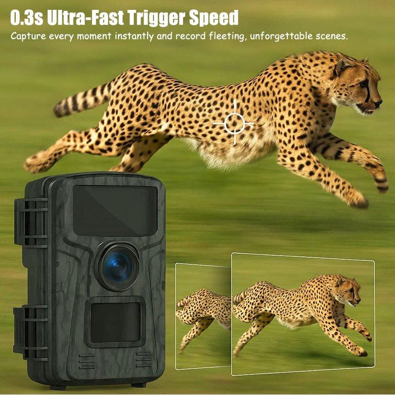 SUNOYAR 24MP Trail Camera 1080P HD Game Camera With Night Vision 0.3s Trigger Speed 130°Wide-Angle IP65 Waterproof Hunting Camera For Wildlife Monitoring