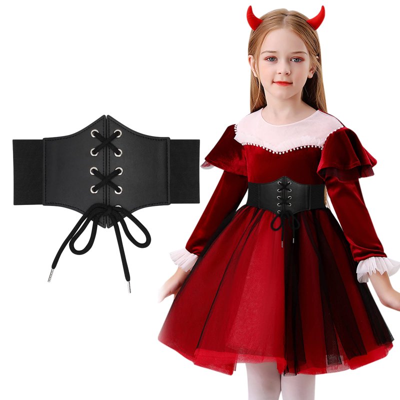 SUOSDEY Girls Corset Belt Lace-up Kids Elastic Wide Belt For Dresses