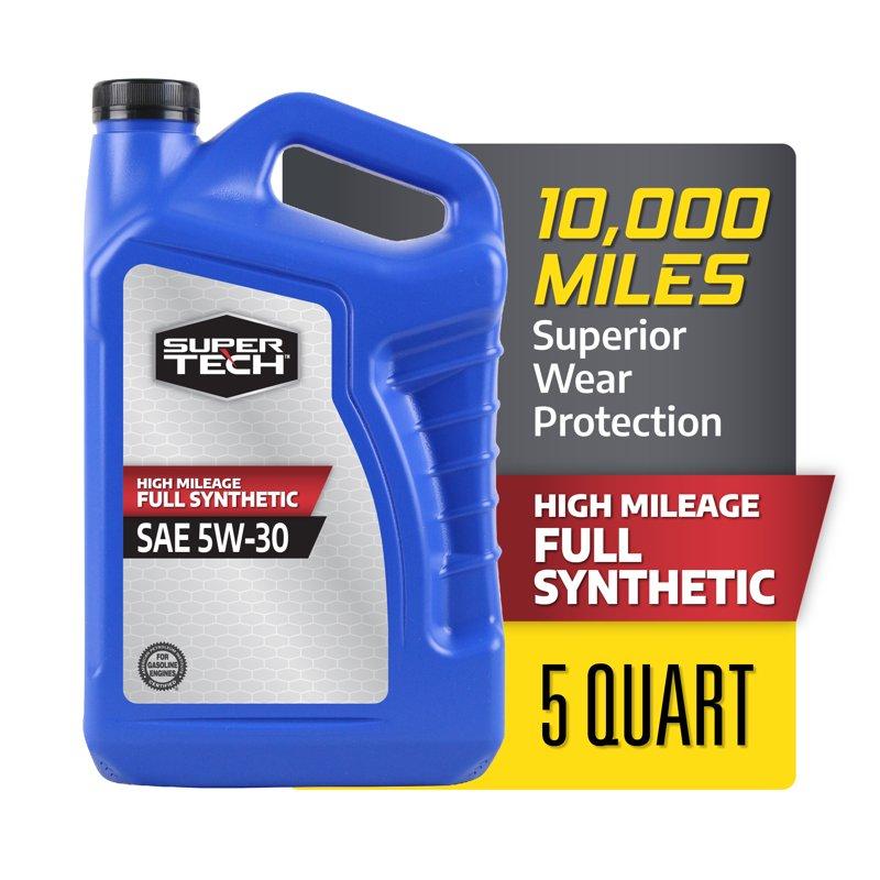 Super Tech High Mileage Full Synthetic SAE 5W-30 Motor Oil 5 Quarts