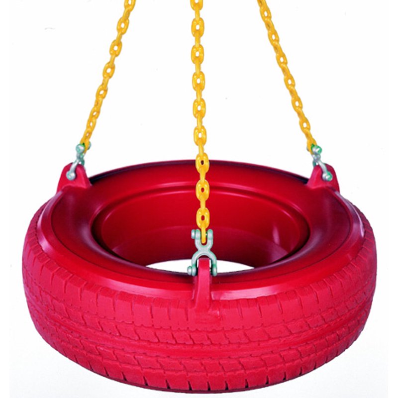 Swing Set Stuff Inc. Plastic Tire Swing With Coated Chain (Red/ Yellow)