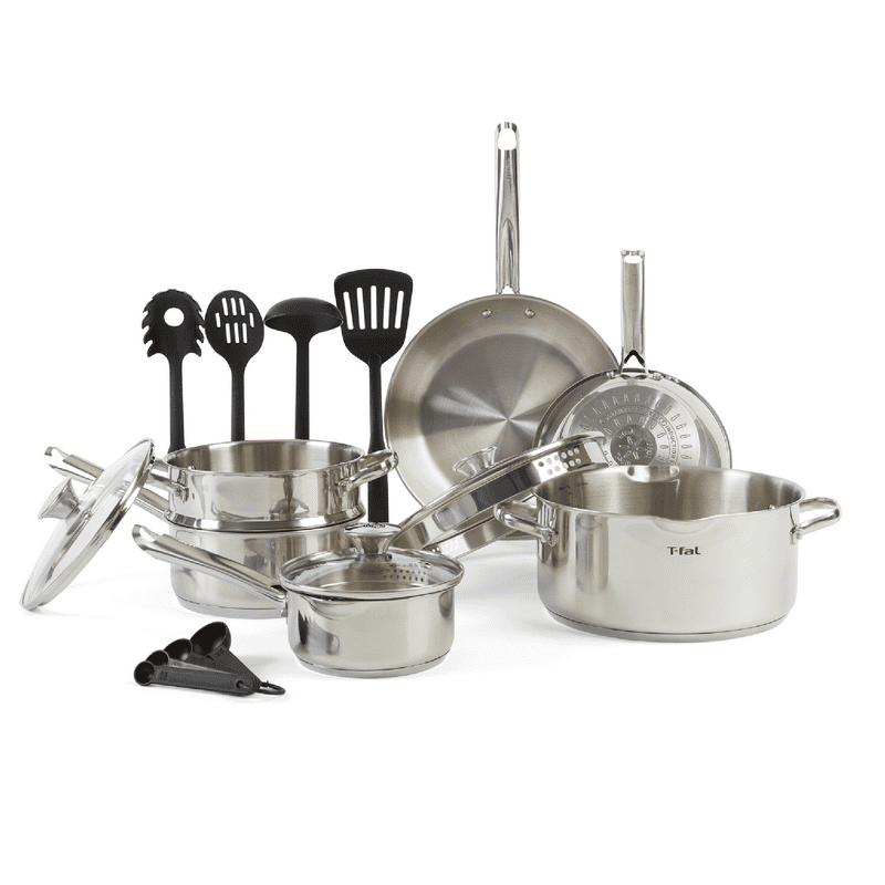 T-fal Cook & Strain Stainless Steel Cookware Set 14 Piece Set
