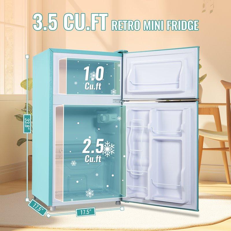 TACOOL BLUE Refrigerator With Top Freezer 3.5Cu.ft Two Door Small Mini Fridge With Extra Drink Space For Home Office Dorm BLUE