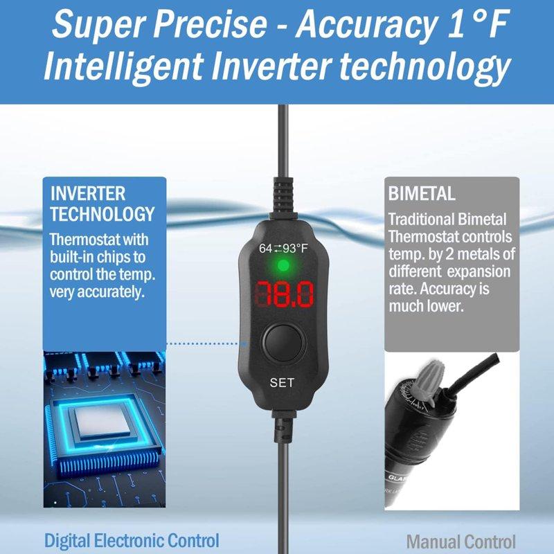 Tawatiler Aquarium Heater 25W Submersible Fish Tank Heater Super Short Aquarium Heater With LED Digital Display Thermostat For Freshwater And Saltwater Tank 3-5 Gallons