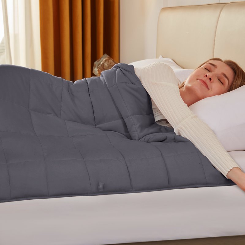 Teler Weighted Blanket For Adult (20lbs 60"x80" Queen Size Grey) Cooling Breathable Heavy Blanket