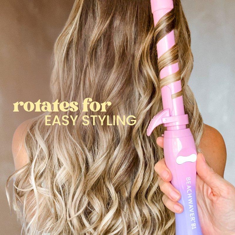The Beachwaver Co. B-Series Ceramic Automatic Rotating Curling Iron 1" Barrel Pink Sunset