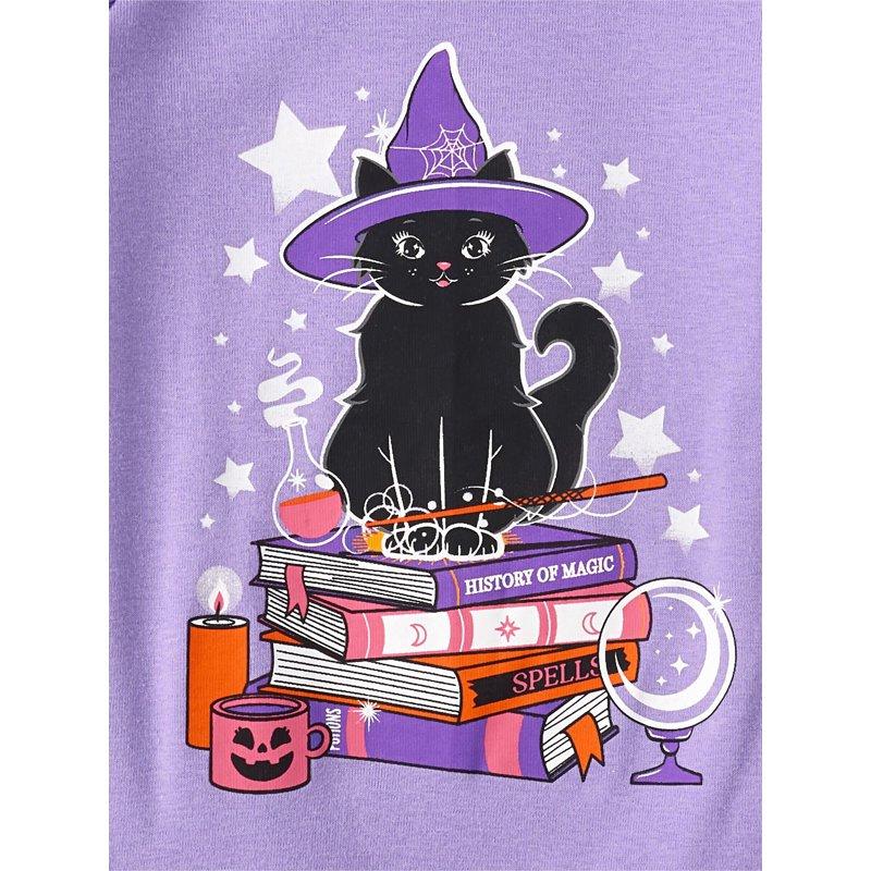The Children's Place Baby Toddler & Girls Snug Fit Glow-in-the-Dark Cat Witch Cotton Pajamas Sizes 12M-16