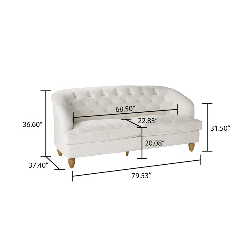 The Pioneer Woman Laurel Tufted Sofa Cream Velvet 79.53 In