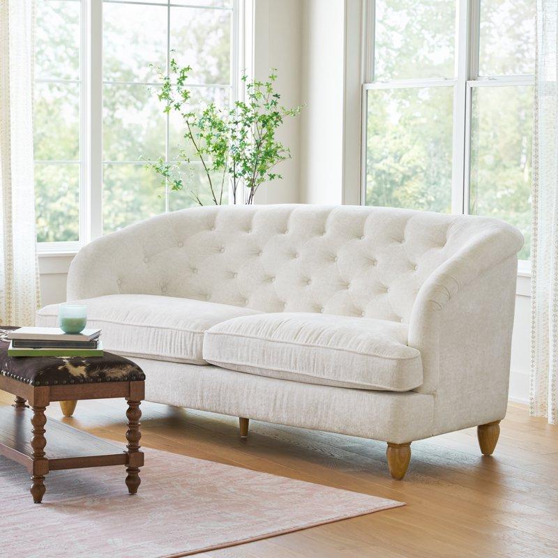 The Pioneer Woman Laurel Tufted Sofa Cream Velvet 79.53 in