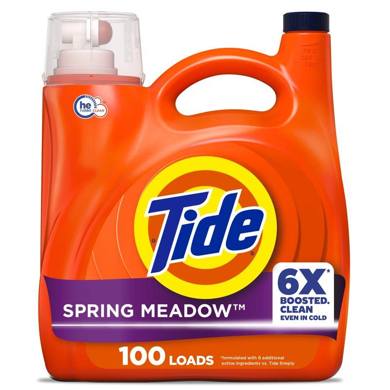 Tide Laundry Detergent Liquid with 6X Boosted Cleaning Power Spring Meadow Scent 125 fl oz 100 Loads