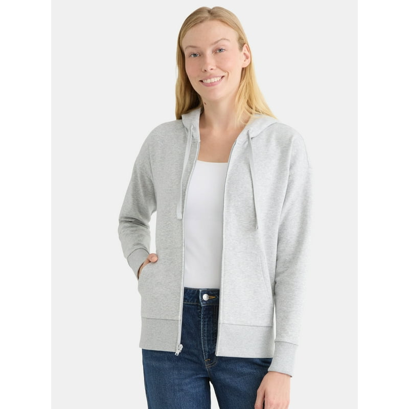 Time and Tru Women's and Women’s Plus Zip Front Fleece Hoodie Jacket Sizes XS-4X