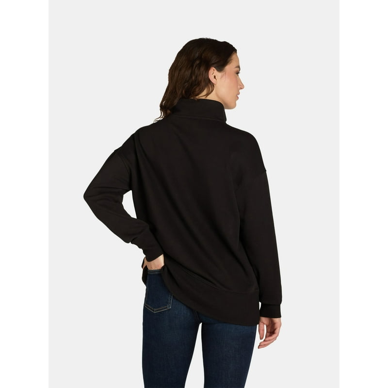 Time And Tru Women's Mock Neck Sweatshirt With Button Placket Sizes XS-XXXL