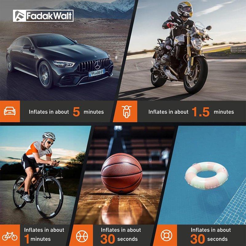 Tire Inflator Portable Air Compressor 2Pcs 150 PSI Air Pump For Car Tires With Digital Pressure Gauge Fast Tire Pump Inflation For Car Motorcycle Bicycle And Balls