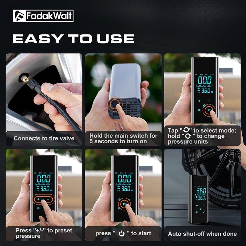 Tire Inflator Portable Air Compressor 2Pcs 150 PSI Air Pump For Car Tires With Digital Pressure Gauge Fast Tire Pump Inflation For Car Motorcycle Bicycle And Balls