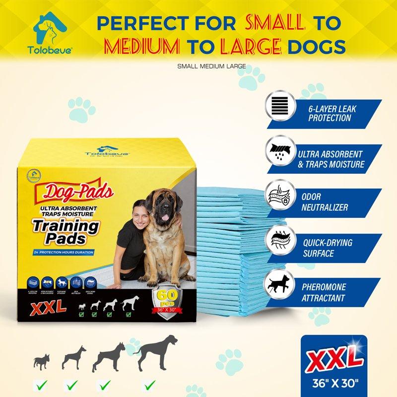 Tolobeve Dog Training Pads XXL 30 In X 36 In 60 Count Disposable Dog Puppy Pee Pads