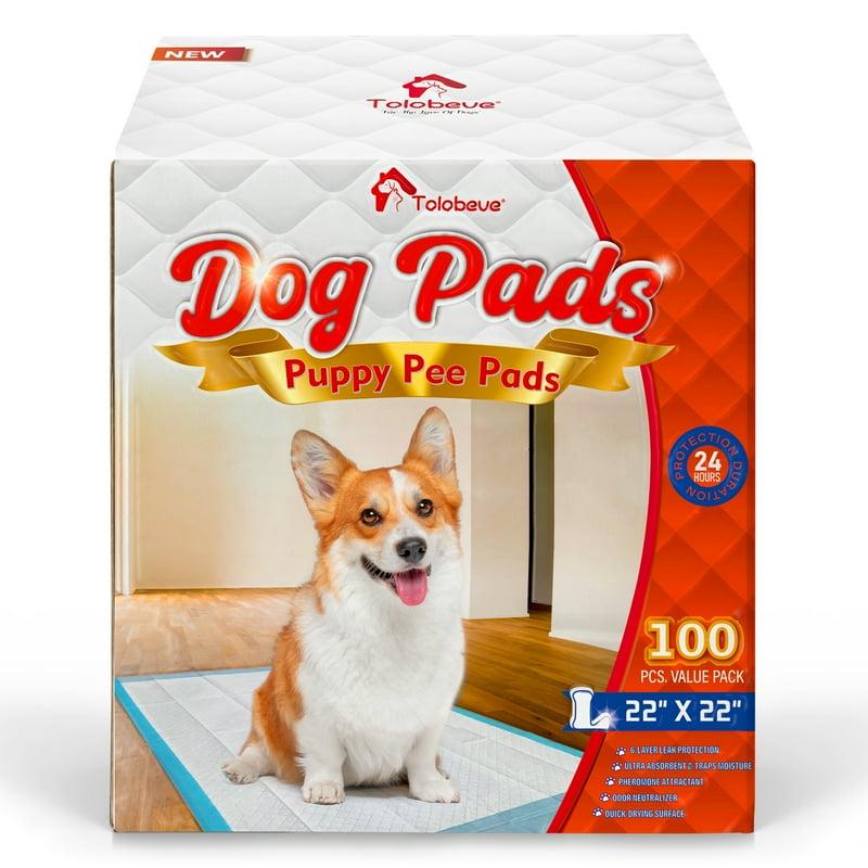 Tolobeve Puppy Pads Training Pads Large 22 in x 22 in 100 Count Disposable Dog Pee Pet Pads