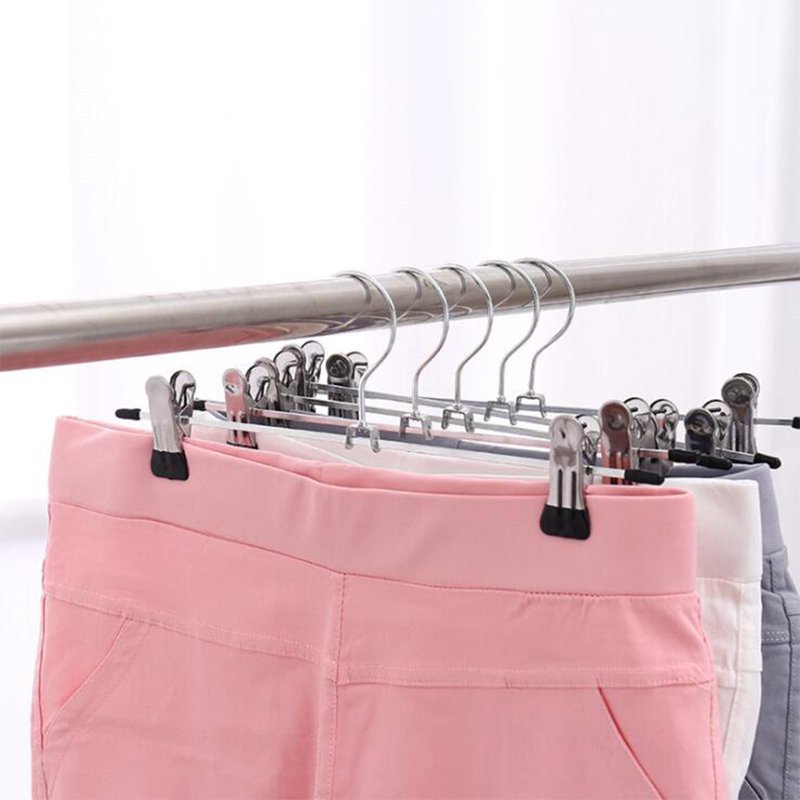 Topekada 20 Pack Pants Hangers Space Saving 9-11 Inch Non Slip Stainless Steel Metal Pants Hanger With Clips Clothes Hangers For Shorts Skirt Bottoms Jeans