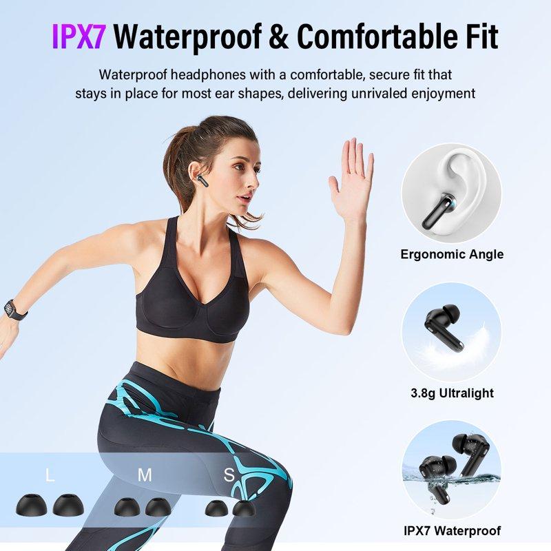 Touch Screen Wireless Earbuds Bluetooth 5.4 Ear Buds With Multifunctional With ENC Noise Cancelling MicClear Calls Earphones 48H Bass Stereo Headphones IP7 Waterproof Headphones For Workout