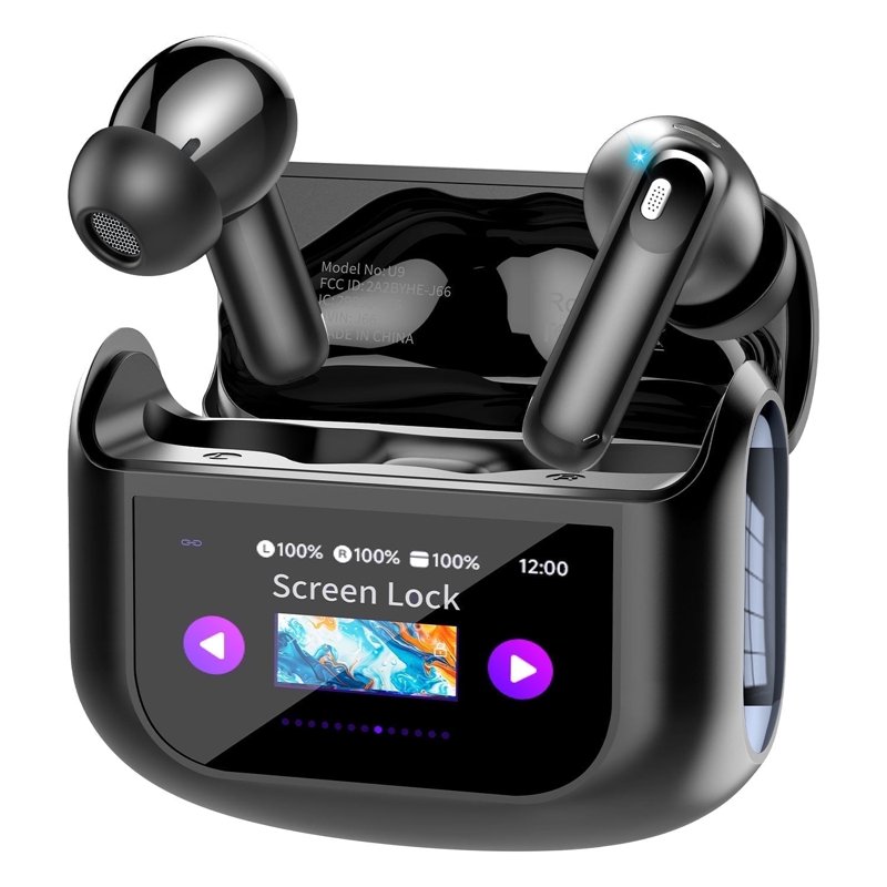 Touch Screen Wireless Earbuds Bluetooth 5.4 Ear Buds with Multifunctional with ENC Noise Cancelling MicClear Calls Earphones 48H Bass Stereo Headphones IP7 Waterproof Headphones for Workout